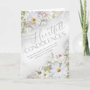 Heartfelt Condolences White Floral Sympathy Card