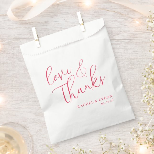 Heartfelt Coral Calligraphy Favour Bag (Clipped)