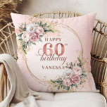 Heartfelt Dusty Pink Shimmering Art 60th birthday Throw Pillow<br><div class="desc">✅ For matching items search 36-60 in my collections ✅ Celebrate a special milestone with this elegant 60th birthday pillow featuring watercolor rose gold, dusty pink and blush pink flowers, eucalyptus greenery, and a shimmering gold frame. This boho floral design adds charm and warmth to any space. A beautiful keepsake...</div>