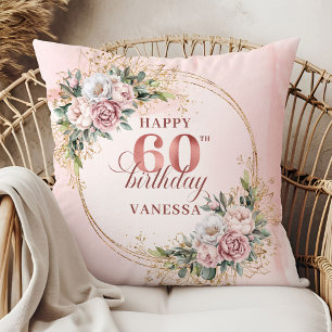 Heartfelt Dusty Pink Shimmering Art 60th birthday  Throw Pillow