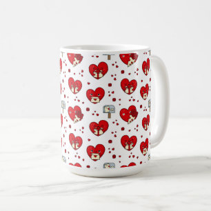 Heartfelt Expressions: Valentine's Day Pattern Coffee Mug