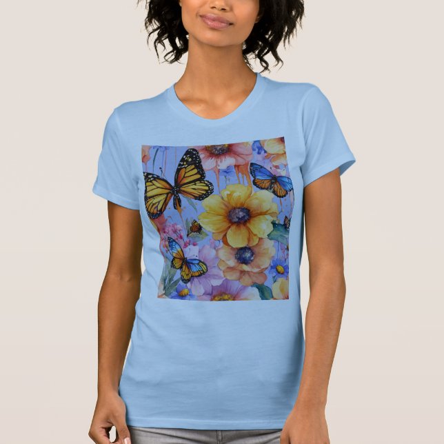 Heartfelt Flutter: Butterfly Silhouette T-Shirt De (Front)