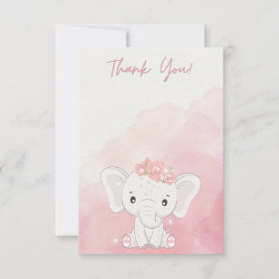 Heartfelt Gratitude, Adorable Elephant Thank You Card