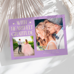 Heartfelt Gratitude Lemon Wisteria Wedding Photo Thank You Card