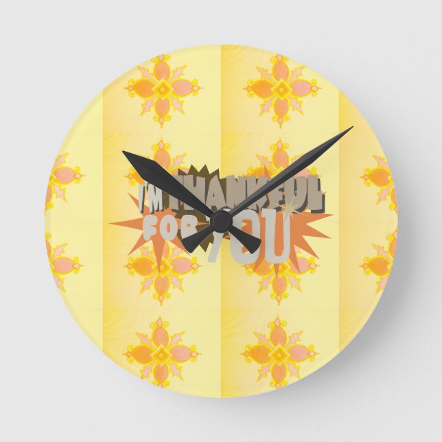 Heartfelt Gratitude: "Thankful For You" with Love, Round Clock (Front)