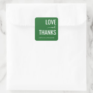 Heartfelt Green Typographic Greeting Square Sticker
