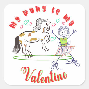 Heartfelt Hooves: My Pony is My Valentine Square Sticker