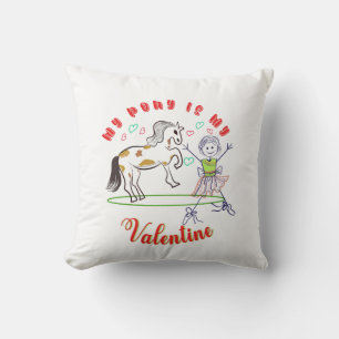 Heartfelt Hooves: My Pony is My Valentine Throw Pillow
