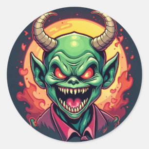 Heartfelt Horror: The Mischievous Goblin Classic Round Sticker