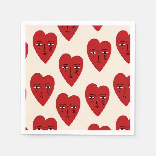 "Heartfelt Impressions: Heart Printed Paper Napkin (Front)