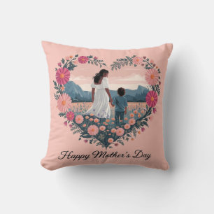 Heartfelt Mother's Day Design: Mom and Child Throw Pillow