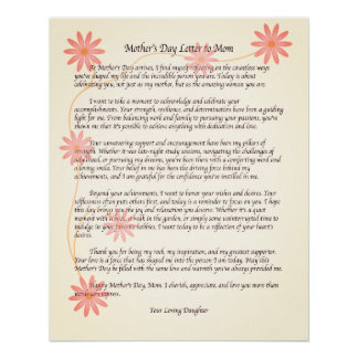 Heartfelt Mother's Day Letter to Mom Typographic Poster