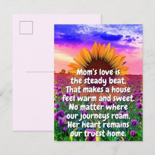 (Heartfelt Poem) Message Gift   Sunflower Love Mom Postcard