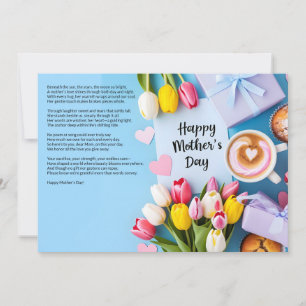 Heartfelt Poem with Tulips and Coffee Mother's Day Invitation