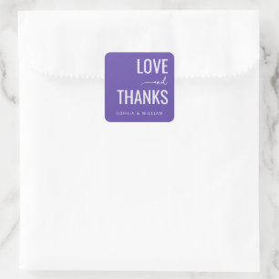 Heartfelt Purple Modern Love and Thanks Sticker