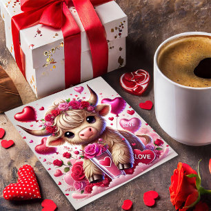 Heartfelt Sweets Highland Cow Valentines Card
