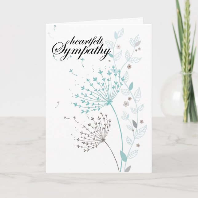"Heartfelt Sympathy" Dandelion Greetings Card (Front)
