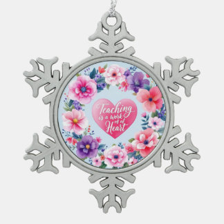 Heartfelt Teaching Radiance Snowflake Pewter Christmas Ornament