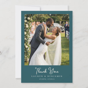 Heartfelt Teal Elegant Photo Thank You Card