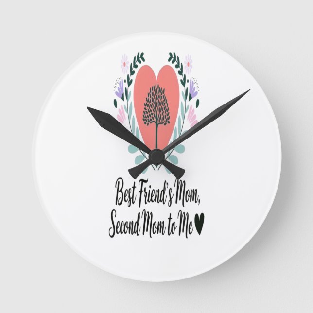 Heartfelt Tribute to a Second Mom Round Clock (Front)