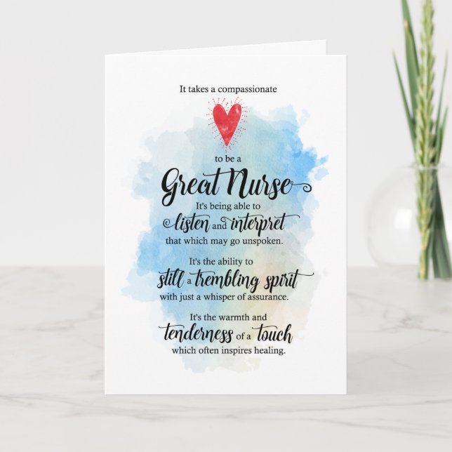 Heartfelt Typographic Watercolor Nurses Day Card (Front)