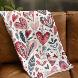 Heartfelt Warmth: Heart Pattern Fleece Blanket