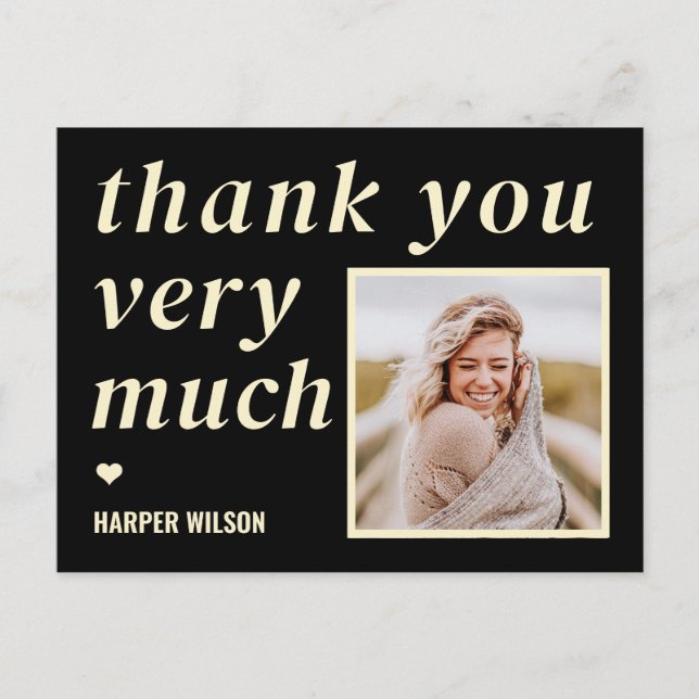 Heartfelt Words Photo Thank You Postcard (Front)