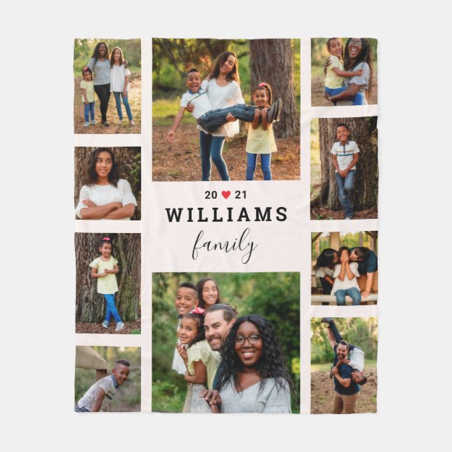 Heartfelt Year Personalized Photo Collage Blanket (Front)