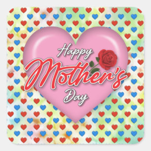 Heartful Elegant Mother’s Day Design Square Sticker