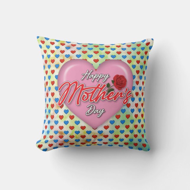 Heartful Elegant Mother’s Day Design Throw Pillow (Front)