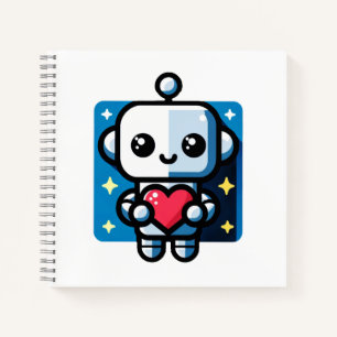 Heartful Robot - Playful Tech-Inspired Love Art Notebook