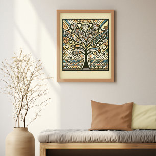 Heartful Roots: Bohemian Tree of Love Art Print