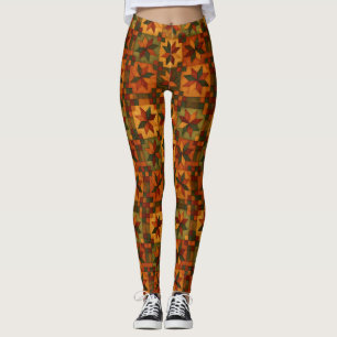 Hearthlight Harmony – Autumn Star Quilt Leggings