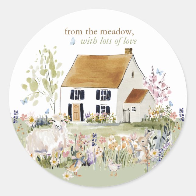 Hearthlight Notes Spring Soft Meadow Garden Classic Round Sticker (Front)