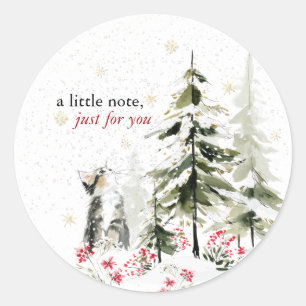 Hearthlight Notes Winter Cozy Kitten Personalized Classic Round Sticker