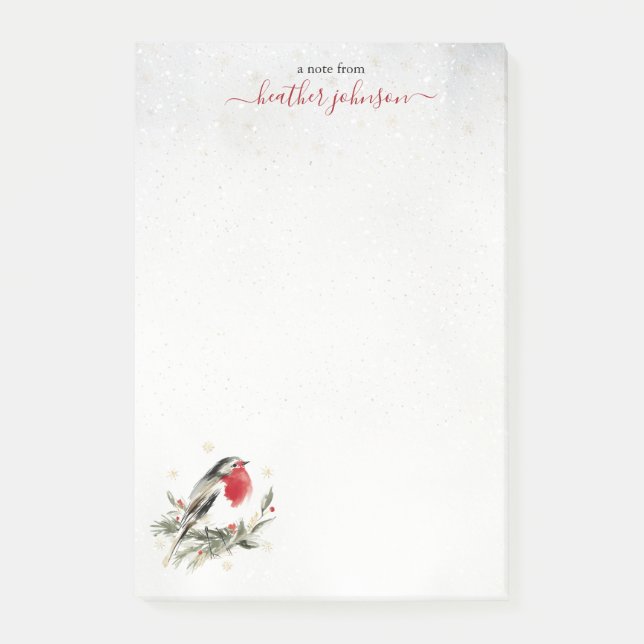 Hearthlight Notes Winter Robin Bird Personalized (Front)