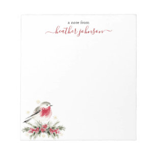 Hearthlight Notes Winter Robin Bird Personalized