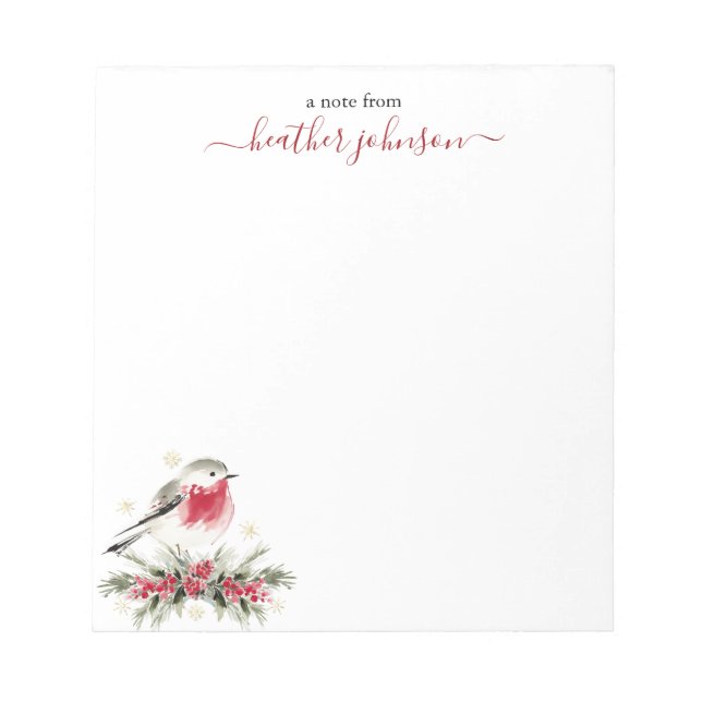 Hearthlight Notes Winter Robin Bird Personalized (Front)