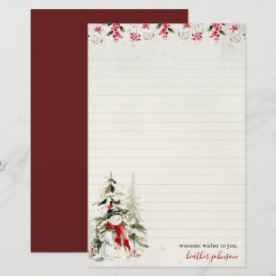 Hearthlight Notes Winter Snowman Personalized Stationery