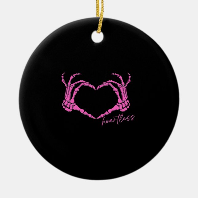 Heartless Skeleton Hands Classic Ceramic Ornament (Front)