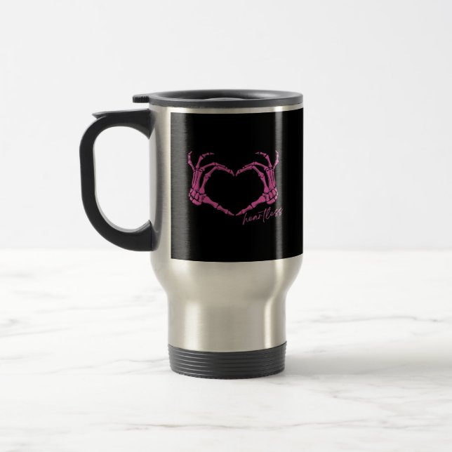 Heartless Skeleton Hands Classic Travel Mug (Left)