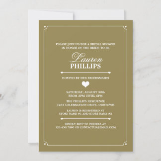 Heartline (Gold) Bridal Shower Invitations