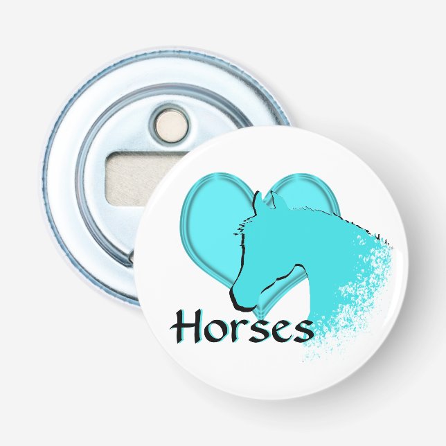 Heartm Horses III (aqua) Bottle Opener (Front)