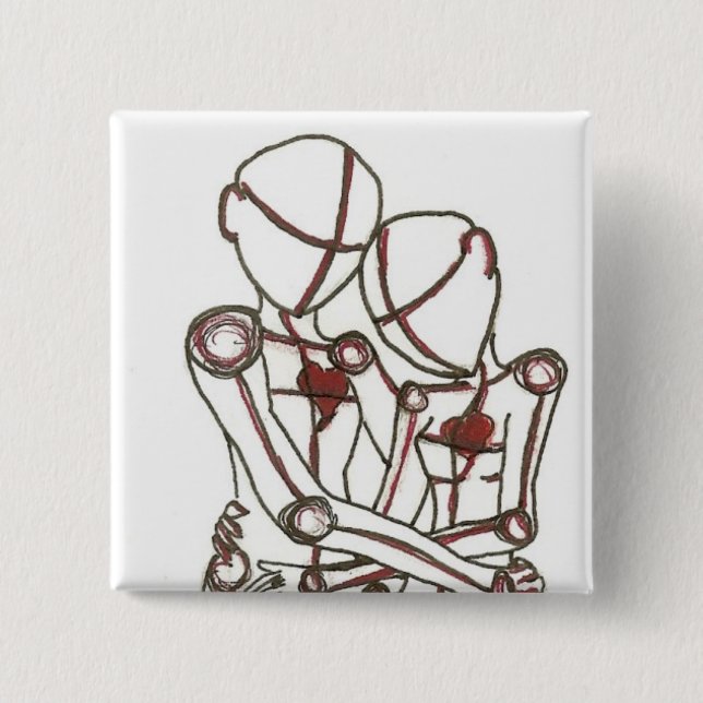 hearts 2 inch square button (Front)