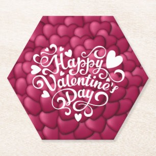 Hearts 3D Texture Red Pattern-23803 Paper Coaster