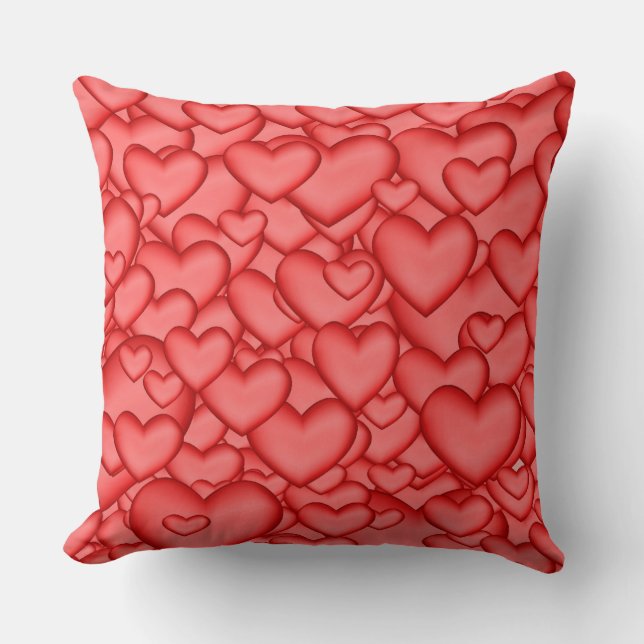 Hearts 3D Texture Red Pattern-23956 Throw Pillow (Front)