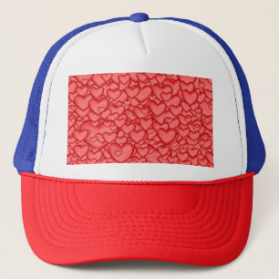 Hearts 3D Texture Red Pattern Trucker Hat