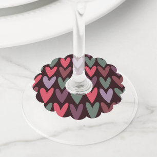 Hearts 6 wine glass tag