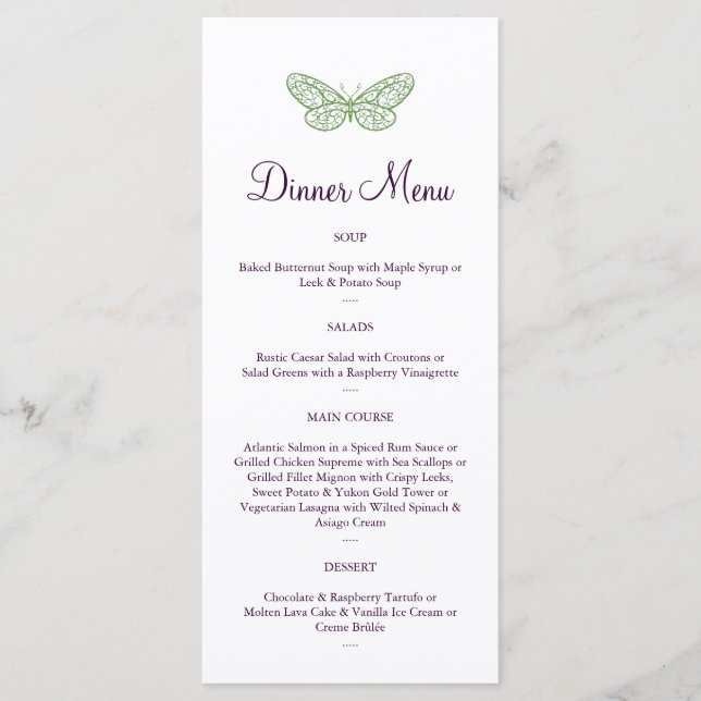 Heart's a Flutter Menu in green (Front)