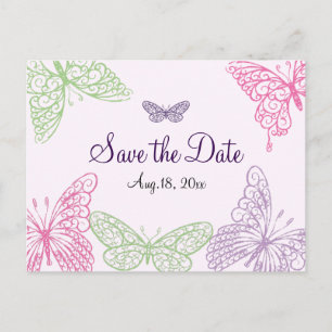 Heart's a Flutter Save the Date Announcement Postcard